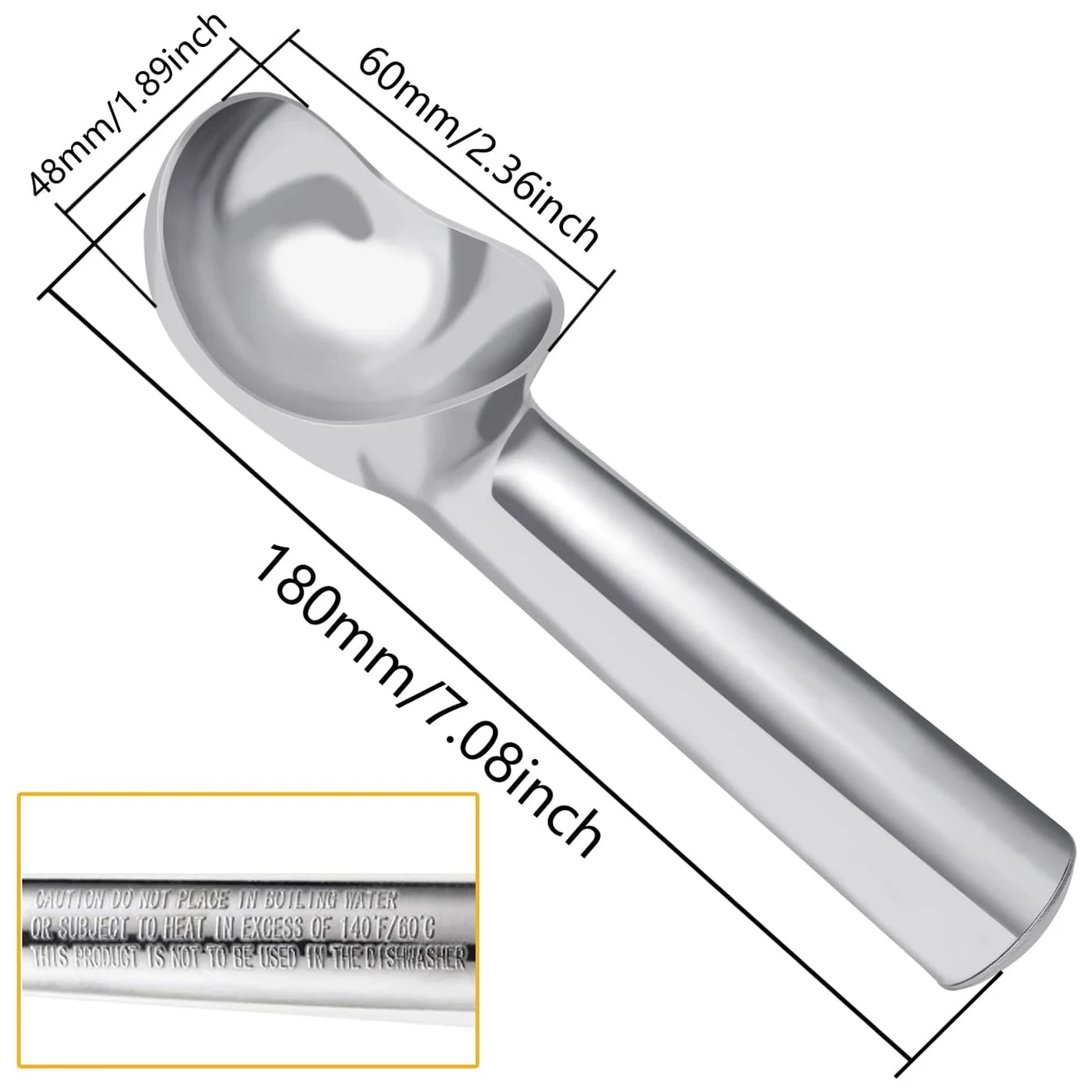 Ice Cream Scoop, Ice Cream Dipper, Nonstick Anti-Freeze Metal Scoop, Heavy Duty One-Piece Aluminum Design