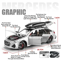 1:24 Scale Audi RS6 Model Car Toys Alloy Die-casting 6 Doors Opened Sound Light Pull Back Ornament Vehicles Festival Child Gifts 2