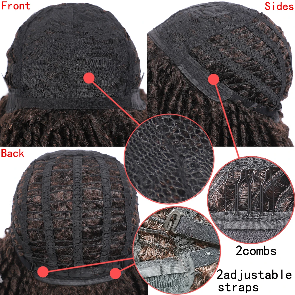 Upjoy Dreadlock 여성용 짧은 인조 머리 가발, 아프로 곱슬 트위스트 가발, 합성 크로셰 가발, 페루크 팜므