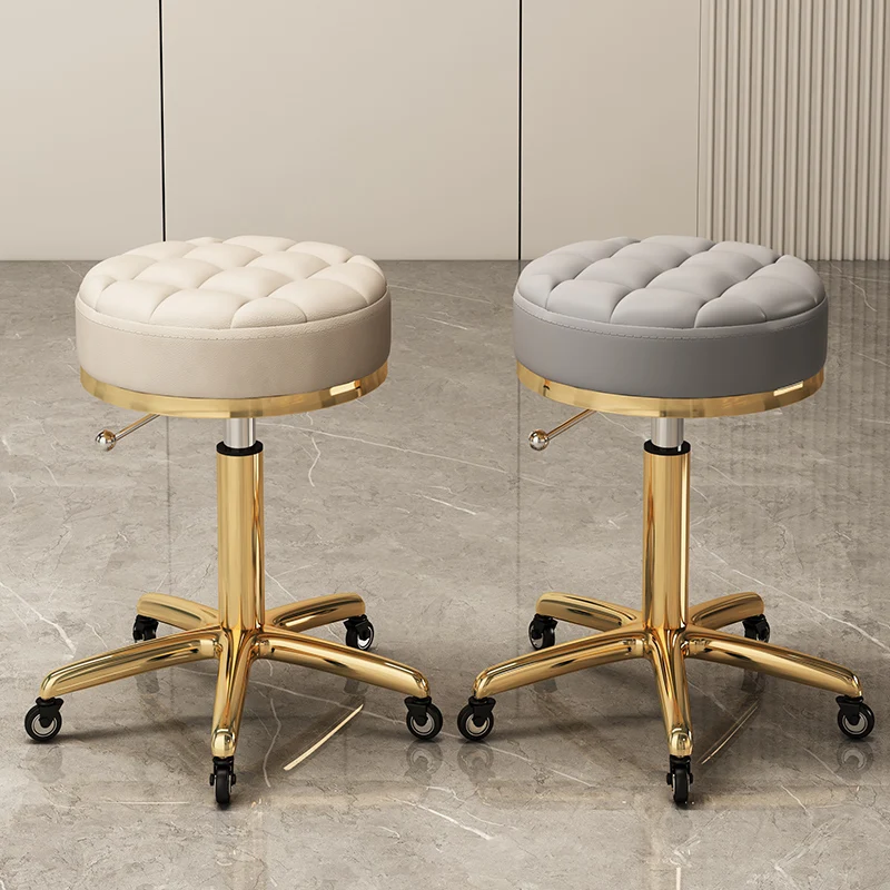 Hairdressing With Pulley Round Stool Barber Shop Chair Rotatable Beauty Nail Pulley Work Stools Tattoo Chairs Salon Furniture