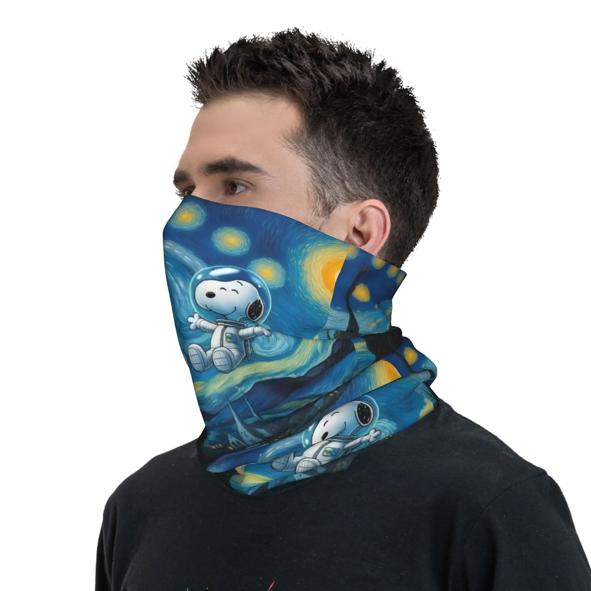 S-Snoopys The Starry Night Bandana Neck Warmer Women Men Winter Hiking Ski Scarf Gaiter Face Cover