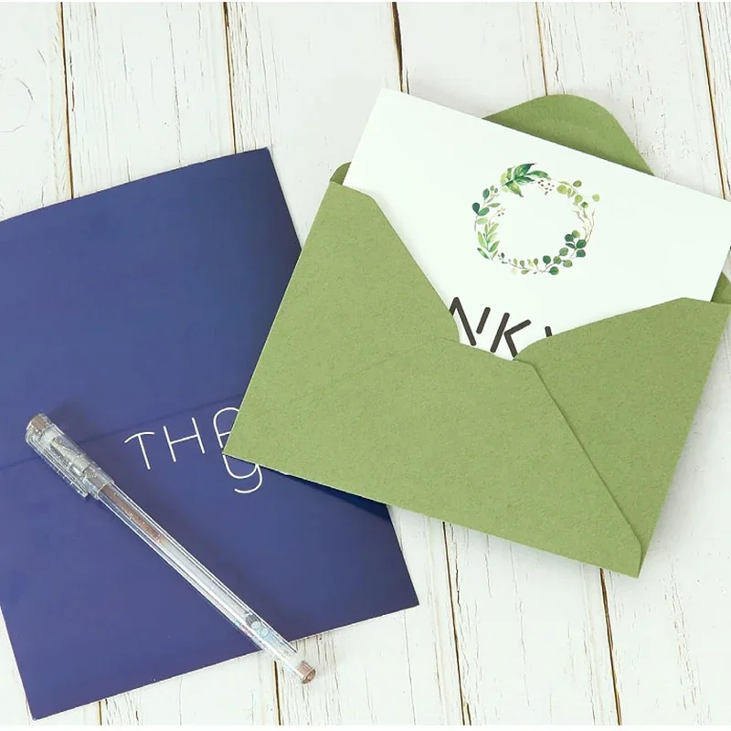 50pcs Retro Green Envelope 120g Kraft Paper 184x133mm Wedding Invitations Business Supplie Postcard Giftbox Packaging Stationery
