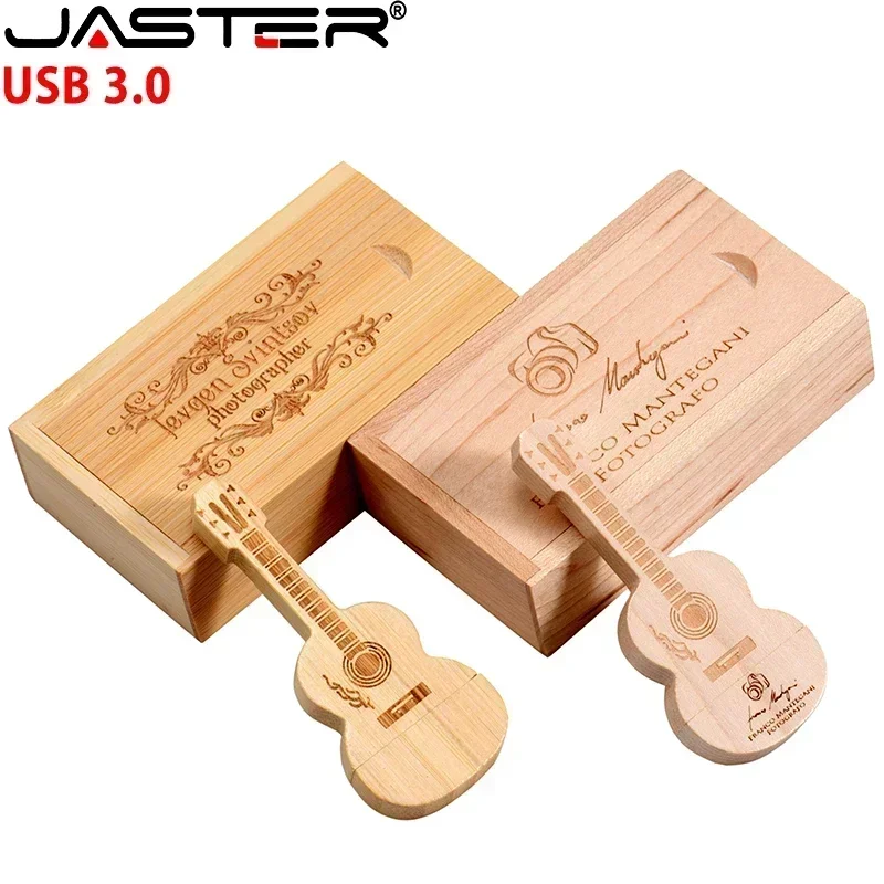 JASTER 기타 USB 3.0 플래시 드라이브 나무 상자 메모리 스틱, 크리에이티브 결혼 선물, 펜드라이브 무료 커스텀 로고, 16GB, 32GB, 64GB, 128GB