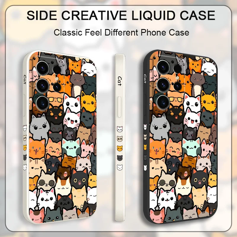 Charming Cat Illustration Silicone Phone Case Cover