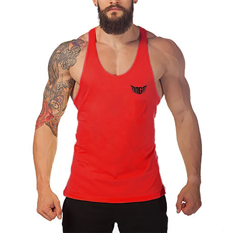 

Gym Bodybuilding Tank Tops Mne Casual Outdoor Training Sleeveless Cotton Muscle Vest Summer Sweatproof Cool Suspenders T-Shirt