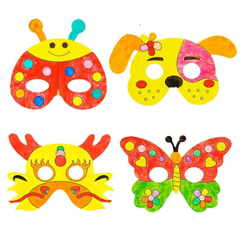 8 Pcs DIY Kids Color Cartoon Animal Painting Mask Kindergarten Graffiti Art Craft Toys Children Creative Painting Toys Gift craft toys