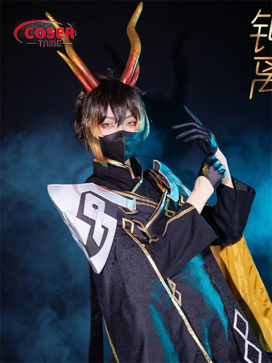 

COSER TRIBE Anime Game Genshin Impact ZhongLi Antiquities Halloween Carnival Role CosPlay Costume Complete Set