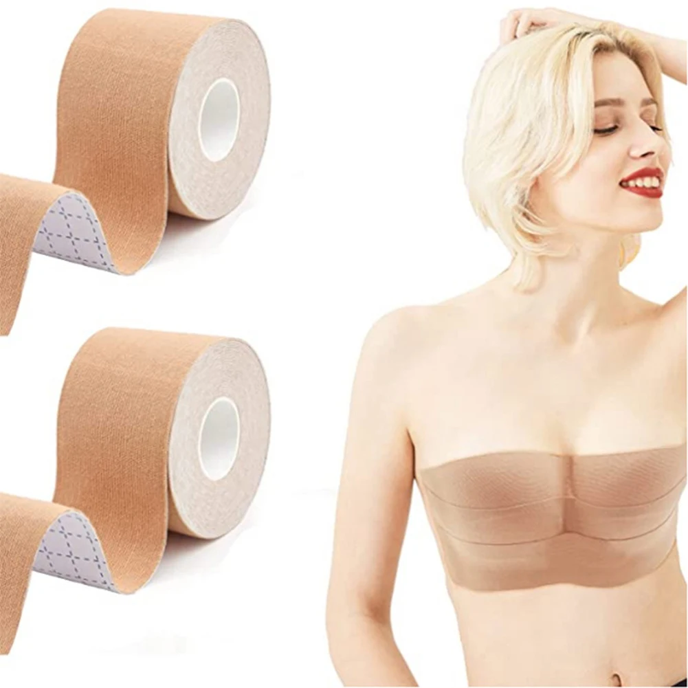 2 5 3 8 5cm 5m diy boob tape invisible elastic bra women sticky cotton cloth nipple cover lift push up breast strapless Hot Sell Body Invisible Bras Nipple Cover Breast Lift Tape Strapless Push Up Sticky Bar Women Lift Shape Boob Tape Sexy Lingerie