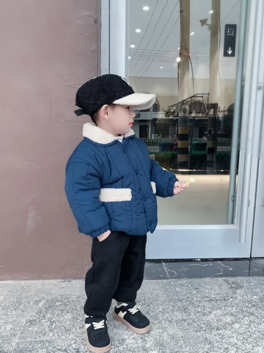 New Winter fleece Jacket Kids Girl Childrens Cotton Padded Outerwears Thickened Velvet Warm Baby Boy Coat Kids Quilted Jacket