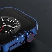 Boîtier en verre trempé pour Apple Watch 45mm 41mm 44mm 40mm, protecteur d'écran à bord droit, couverture Durable iWatch série 9 8 7 4 5 SE 6 4
