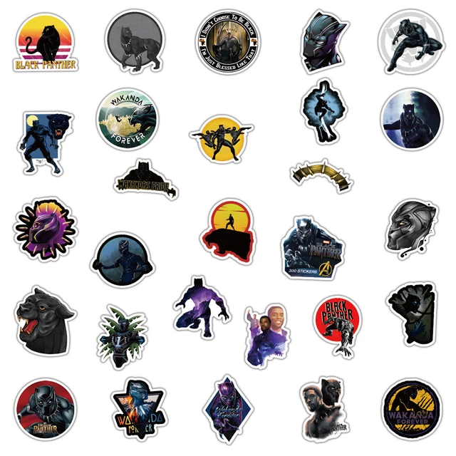 6pcs Cartoon Black Panther Theme Water Bottle Stickers Kids Birthday Party  Decor Supplies Baby Shower Water