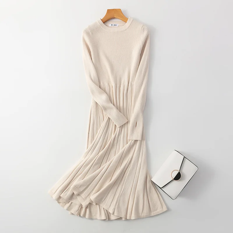 

Thick Knitted Dress Loose Knitwear Midi Dresses Elegant Casual Sweater Vestidos Women Fall Winter Outfit New Robe Korean Fashion