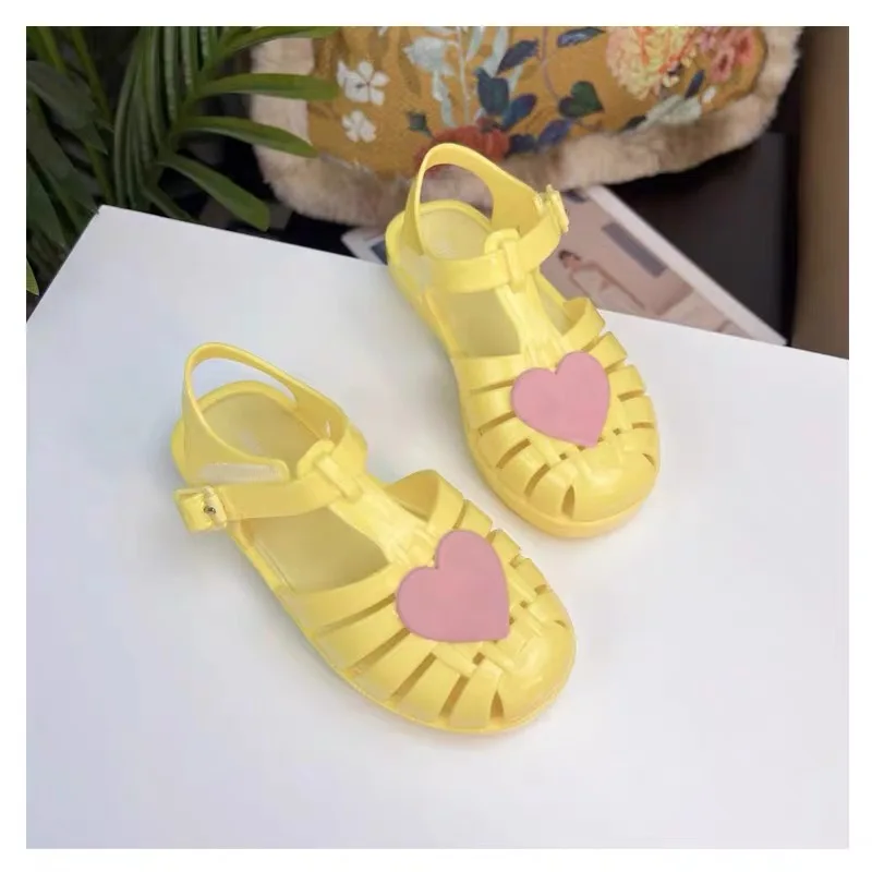 Mini Melissa Girl Brazi Summer Jelly Shoes Little Baby Toddler Fashion Love Heart Soft Sole Roma Sandals Kids Anti-Slip Valentin 4
