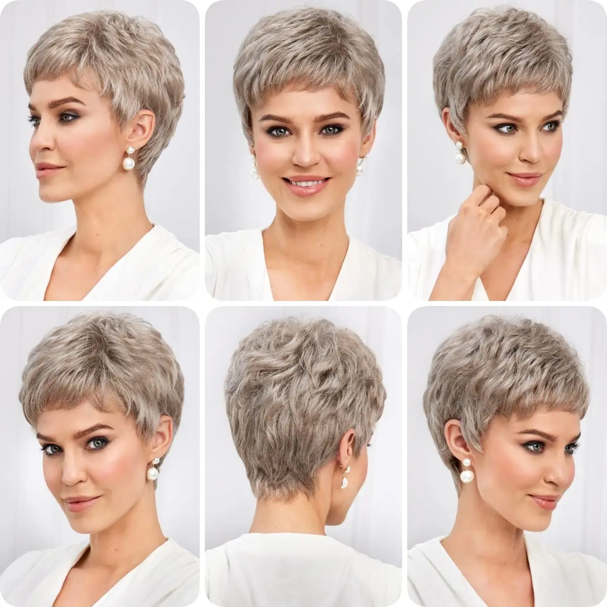 Human Hair Wigs Short Pixie Cut Wigs for Women with Bangs Pixie Cut Curly Wig Natural Hair for Grandma