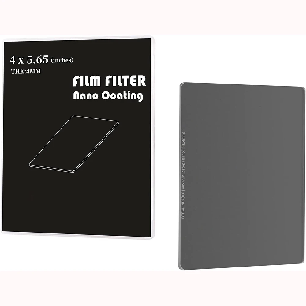 Fotga Square ND Filter ND4/8/ND16/ND64/ND1000 4x5.65 4mm Square Neutral Density Filter Double-sided coated Optical Glass Filter 5