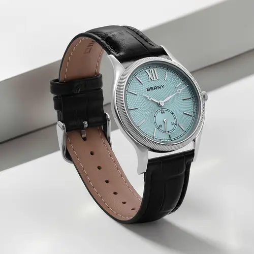 BERNY Men's Watches Slim Luxury Classic Stylish Dress Quartz Watch Fashion Elegance Leather Band Wristwatch - Image 5