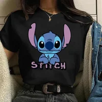 Gothic Stitch Funny Cartoon T Shirt Women Lilo Stitch T-shirt Graphic Y2K Tops Tshirt Hip Hop Tees Female Clothes Goth 1
