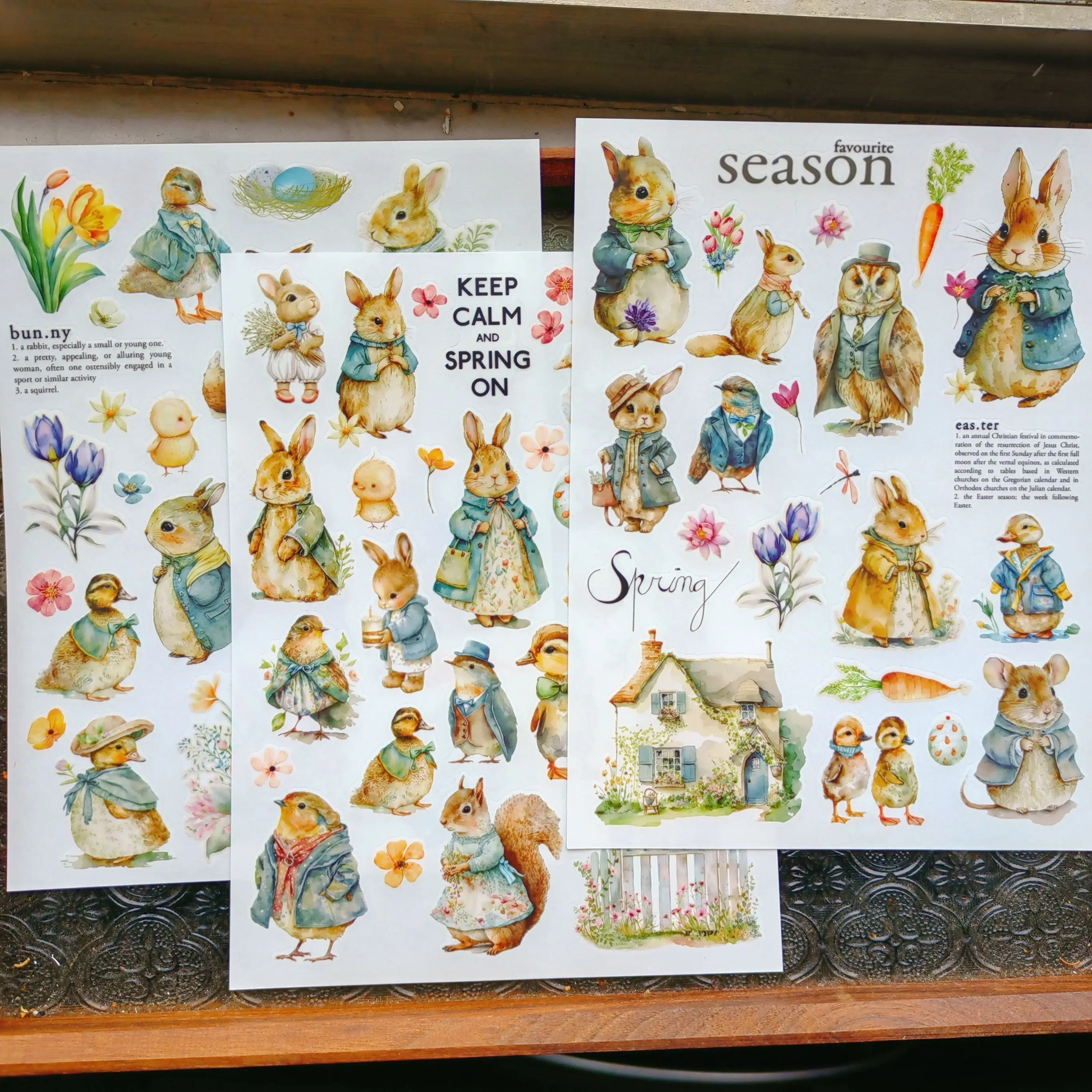 Cute Easter RUB ON transfer stickers 3 Sheet Kawaii Happy Easter egg bunny duck flower stickers DIY album scrapbooking sticker