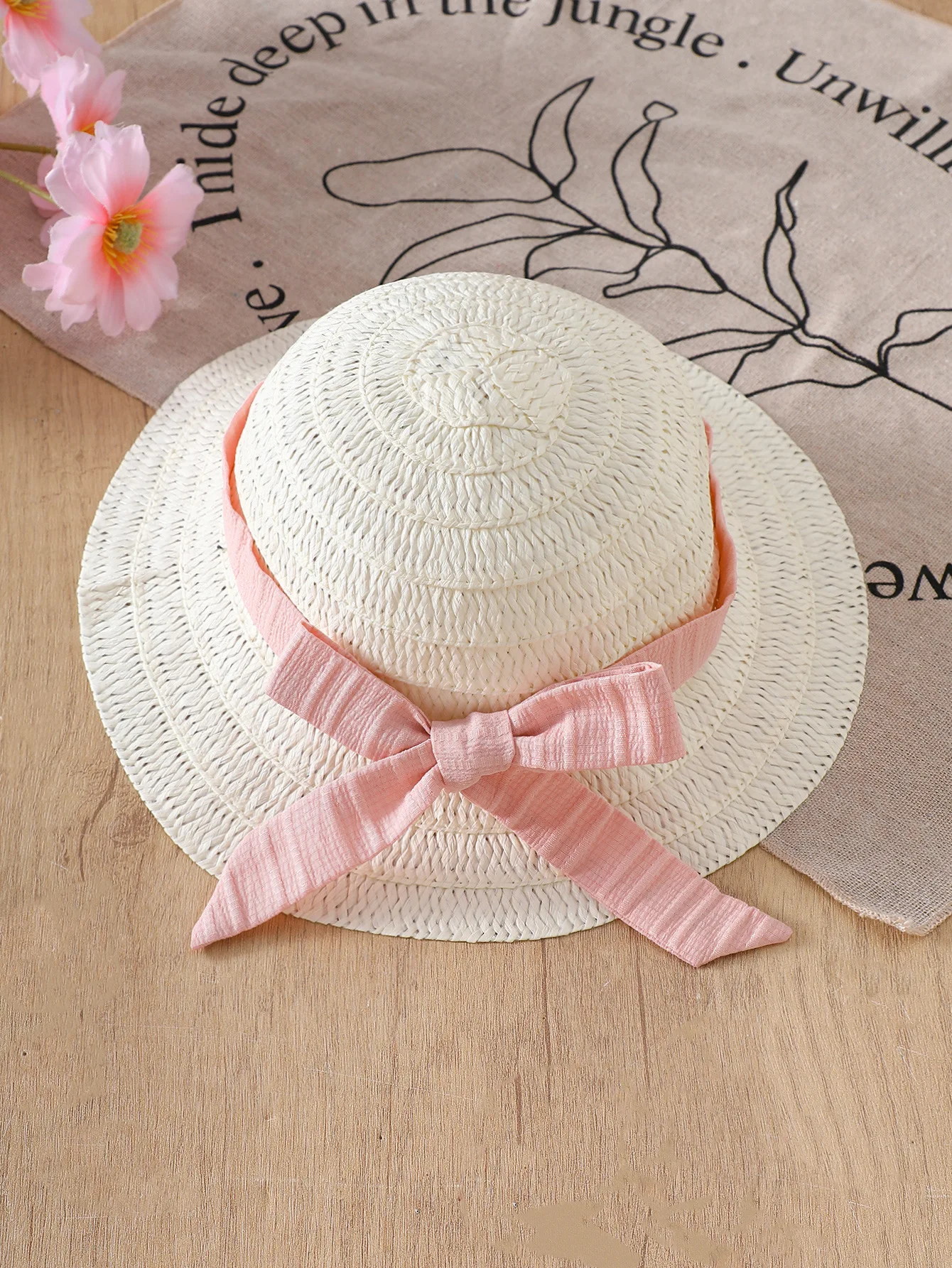 Baby Girl Summer Ruffled Romper + Straw Hat Set, Pink Sleeveless Cute Beach Vacation Outfit for Photoshoots 6