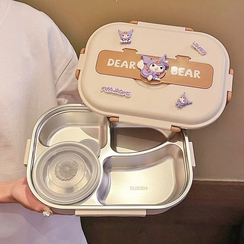 

Anime Sanrios Kuromi Cinnamoroll Portable Lunch Box Cartoon Kawaii Pochacco 304 Stainless Steel Student Bento Food Storage Box