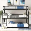 Twin Full Queen Triple Bunk Bed with Long and Short Ladder and Full-Length Guardrails,Black Kid Bed Boys Bed Children Furniture 2