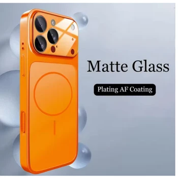 حافظة زجاجية أصلية غير لامعة لهاتف آيفون 17 برو ماكس 16 15 14 13 برو ماكس 17 إير مغناطيسي Magsafe شحن لاسلكي درع Funda 1