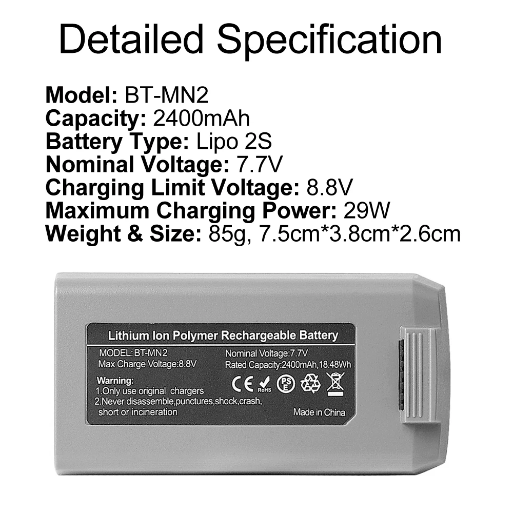 2 stuks RC Drone-accu, 2400 mAh, lichtgewicht 2 stuks RC Drone-accu, 2400 mAh, lichtgewicht