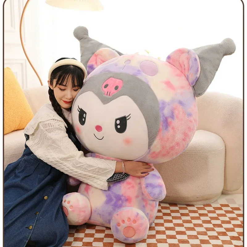 

115CM Big Size Kawaii Tie-dye Sanrio Kuromi Plushies My Melody Doll Plush Toy Hug Children's Stuffed Animal Female Holiday Gift