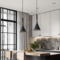 Modern Led Pendant Lights Black White E27 for Kitchen Fixtures Bedroom Table Dining Room Hanging Lamp Lampshade Home Chandelier 1