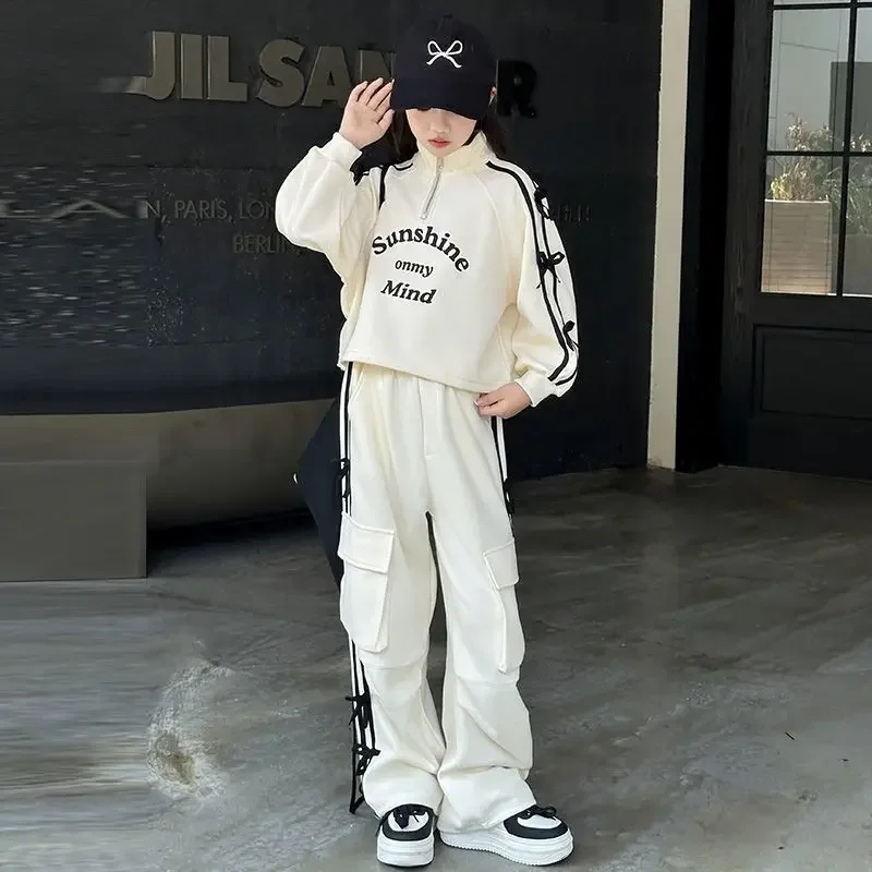 مجموعة الخريف العصرية الفتيات المدرسة المتوسطة الرياضية 2 قطعة مجموعة ملابس الربيع  البضائع بدل  مجموعات الأطفال