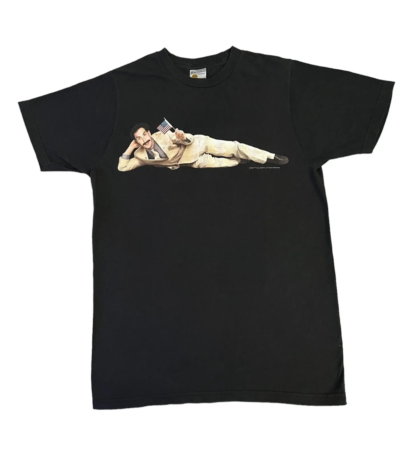 Originale 2006 Borat Movie Promo T-Shirt Bay Island Tee Nero Medio Lungo O Maniche Corte