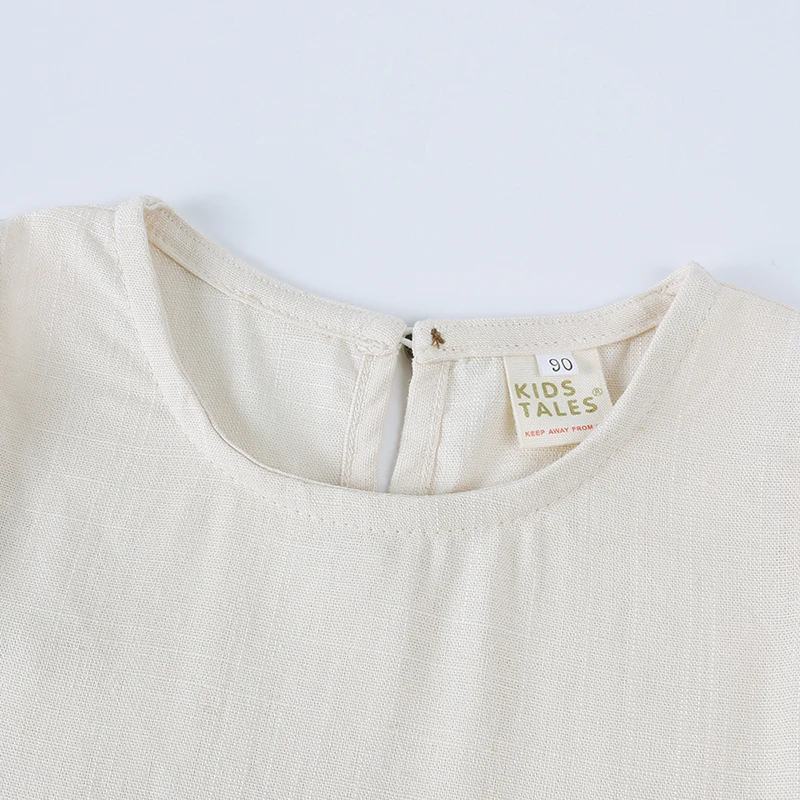 1-8years Sommer Mädchen Ärmelloses Baumwolle-Leinen Kleid Kleine Mädchen Casual Einfarbig Taschen Kleid Kinder Sommer Kleidung – Detail 6