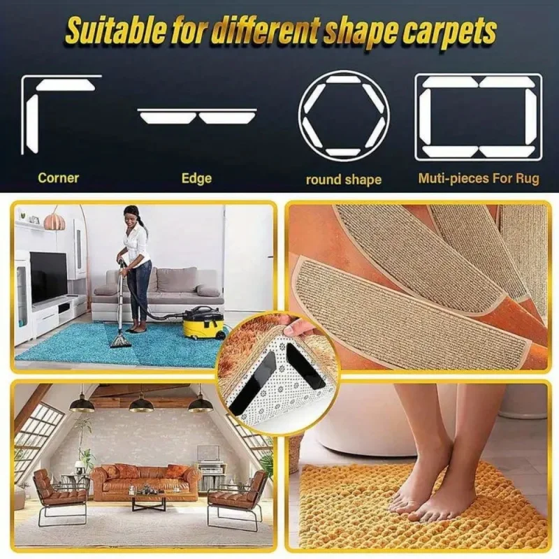 16pcs Carpet Non-slip Sticker Reusable Washable Anti-slip Mat Anti Curling Rug Pads Floor Carpet Corner Clip Fixed Grippers Tape carpet anti slip stickers anti slip stickers carpet anti slip sticker rug gripper carpet anti slip pad anti slip pad anti slip mat