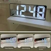 Mirror Digital Alarm Clock LED Clock Temperature Calendar Display Supply Adjustable Brightness Desk Decorations Electronics Home 5