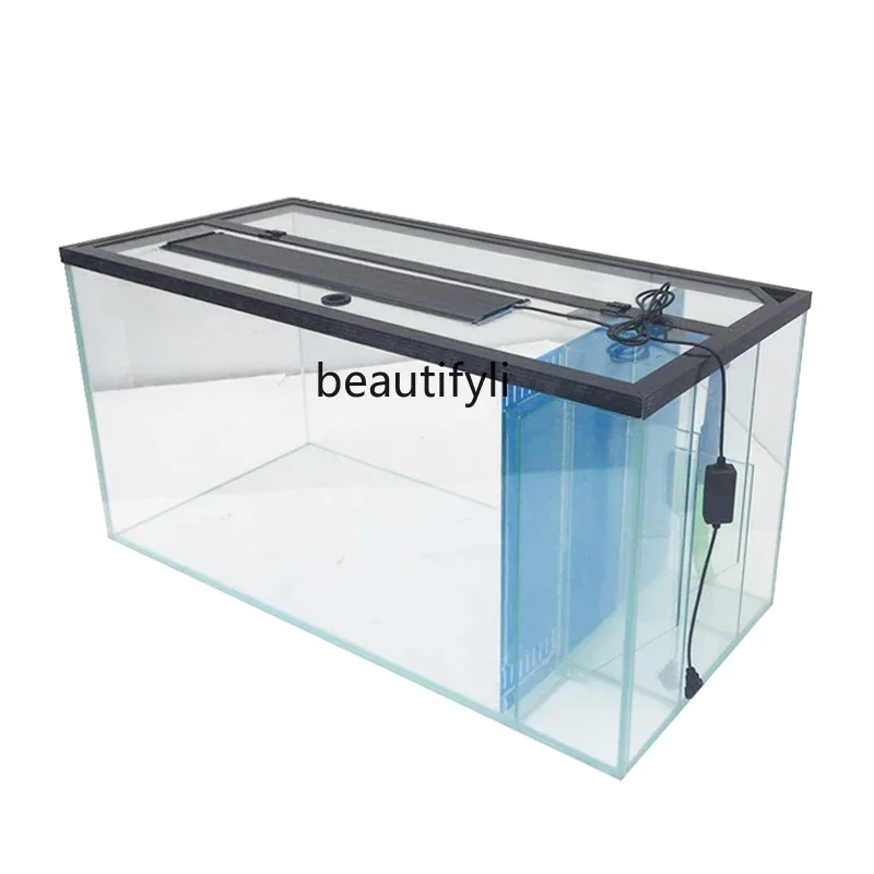 

Super White Fish Tank Gold Crystal Glass Living Room Small Ecological Water Grass Side Filter Back Filter Fish Tank Filter