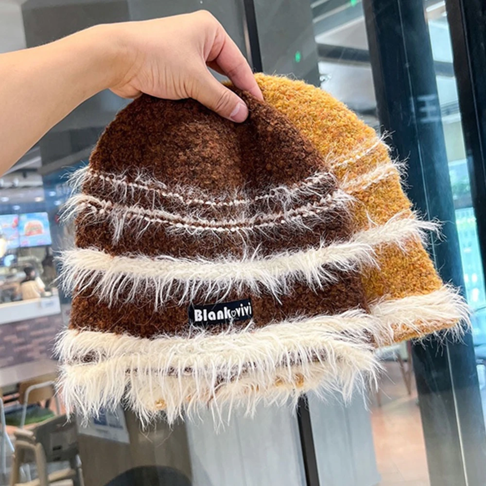 New Style Loose Dandy Hat Lazy Style Fashion Stripes Beanie Hat Sweet Winter Hats For Women Streetwear Knit Hats For Girl