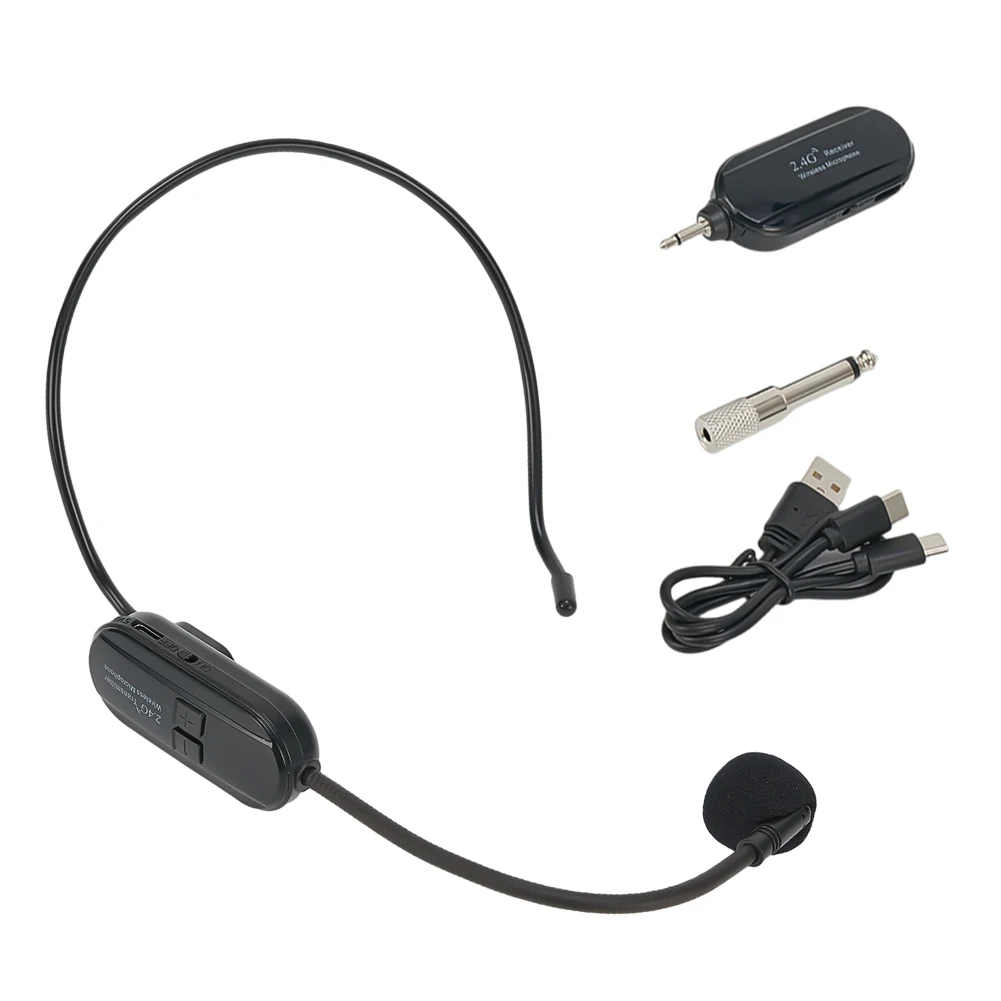 

2.4G Wireless Microphone Headset Mic 50M Range For Speaker Voice Teaching Yoga Anti-Jamming Web Podcast Live Guitar Accessories