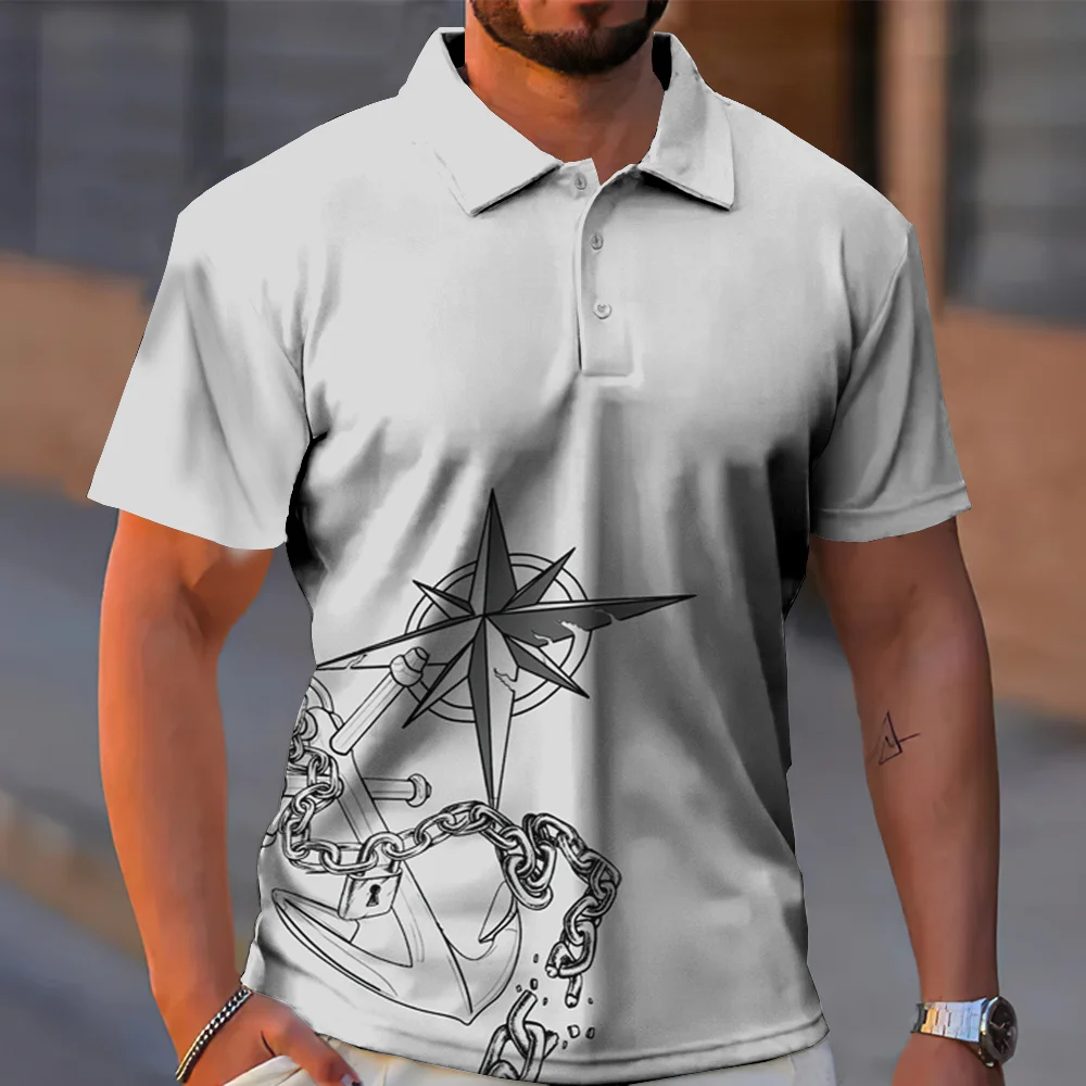 

Summer Men's Polo Shirt Boat sight Shirt Short-Sleeved Tops High Quality Casual T-Shirt Clothing Vintage Streetwear Polo shirts