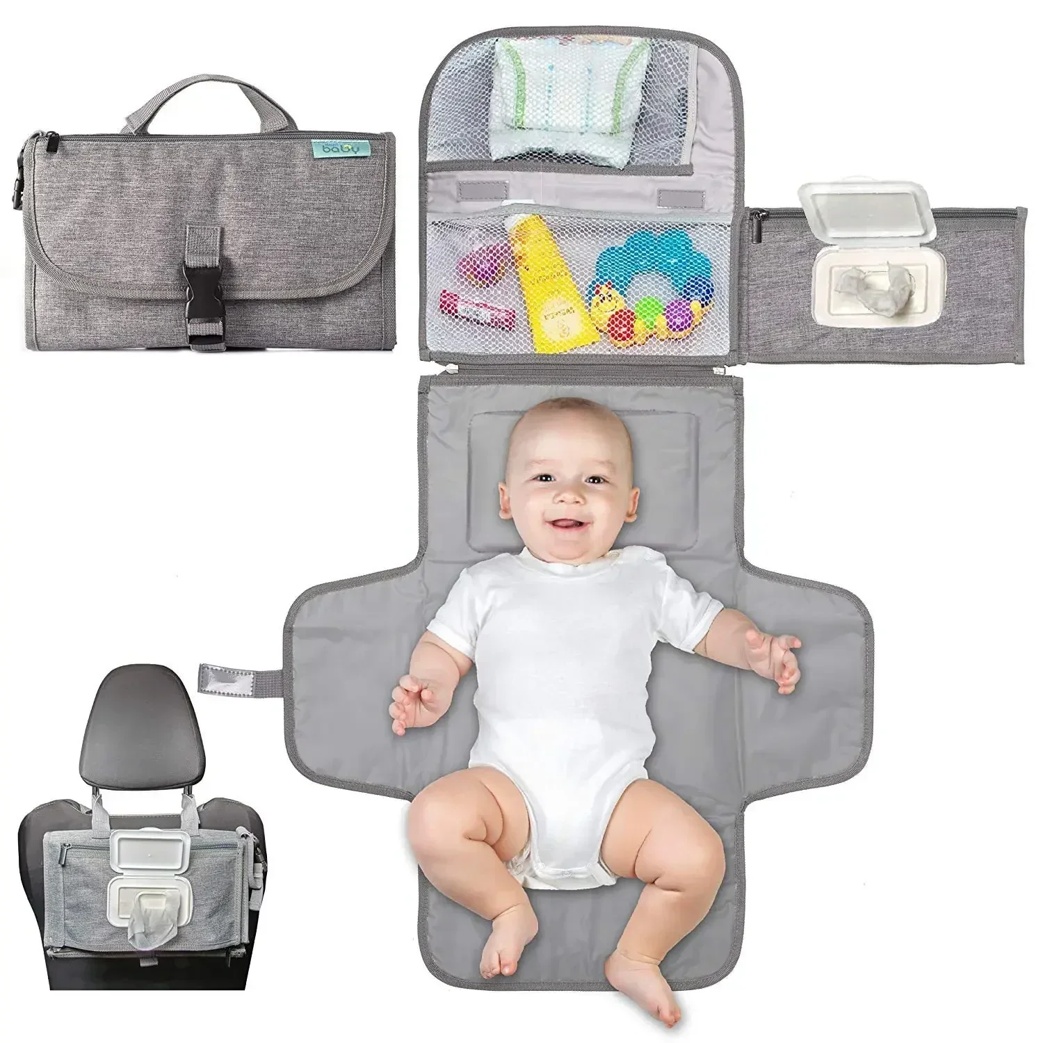 New Diaper Changing Pad Portable Baby Changing Pad with Pockets Waterproof Travel Diaper Station Kit Baby Gifts