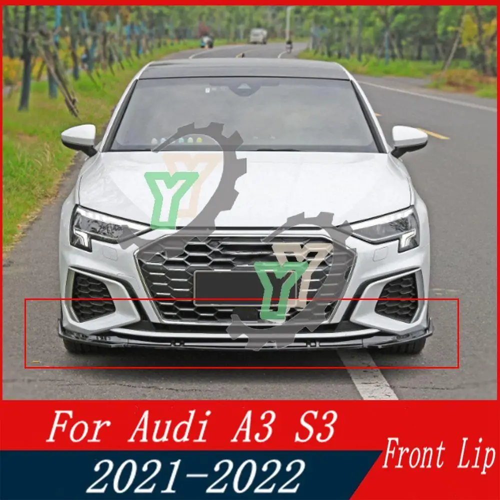 

3PCS Car Accessories Front Bumper Lip Spoiler Splitter Diffuser Detachable Body Kit Cover Guard For Audi A3 S3 Sport 2021 2022