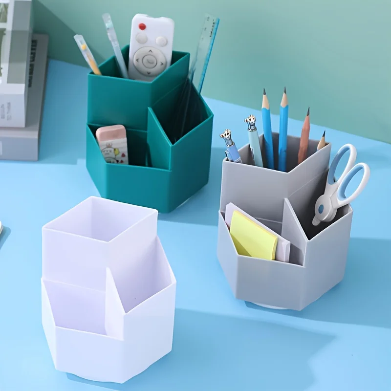 Large-capacity Pen Holder Student Stationery Storage Box 360-degree Rotation Creative Oblique Plastic Stationery Storage Box pen holder pen and brush holder desk organizer desk storage rack