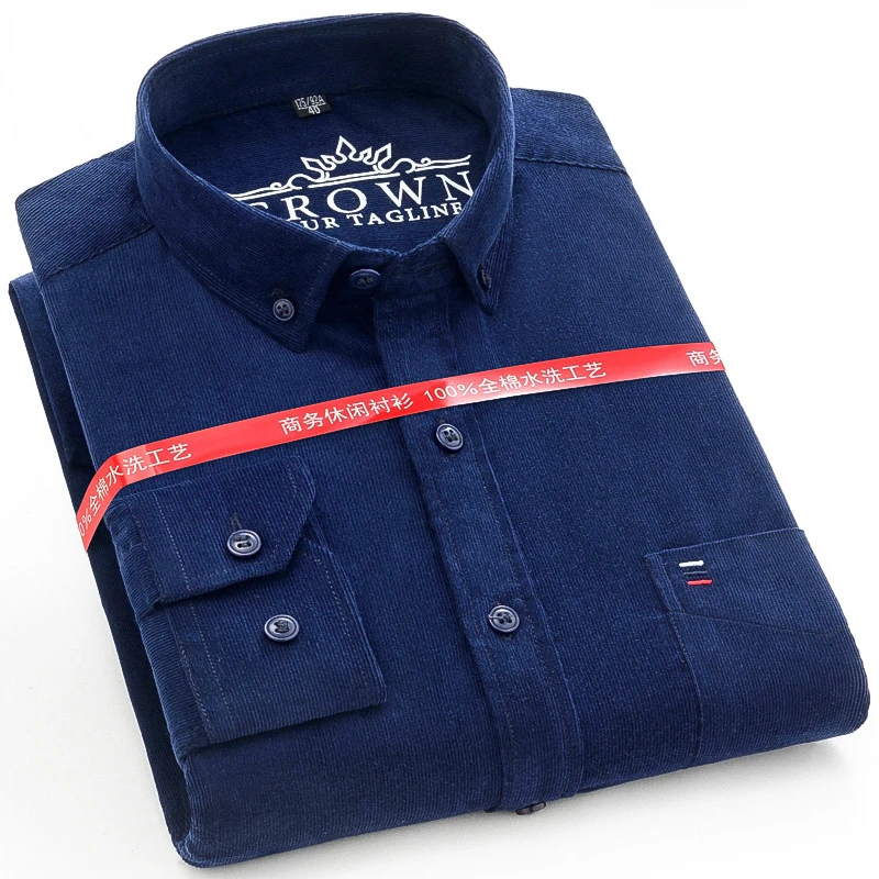 cotton corduroy warm shirts for men new autumn winter fashion solid color s 7xl businessman long sleeve smart dress casual shirt Cotton Corduroy Warm Shirts For Men New Autumn Winter Fashion Solid Color S-7XL Businessman Long Sleeve Smart Dress Casual Shirt 3