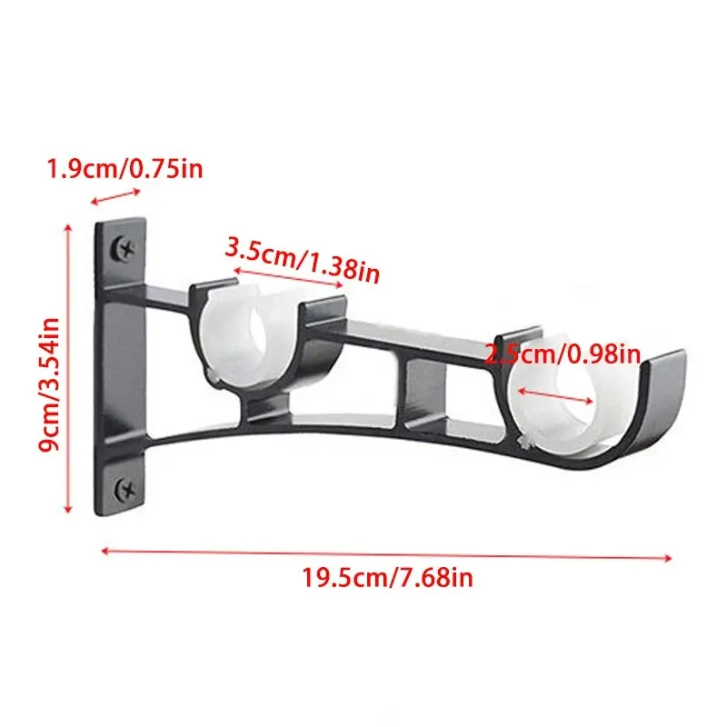 2/4pcs Aluminum Alloy Double Curtain Rod Brackets for Curtain Rod Window Hardware