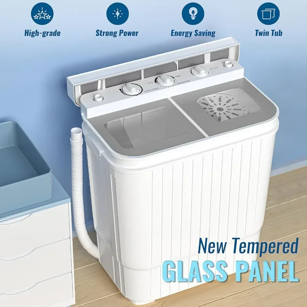 Portable Washing Machine, 22 Lbs Combo with Spin Dryer, Compact Twin Tub Laundry Washer 3
