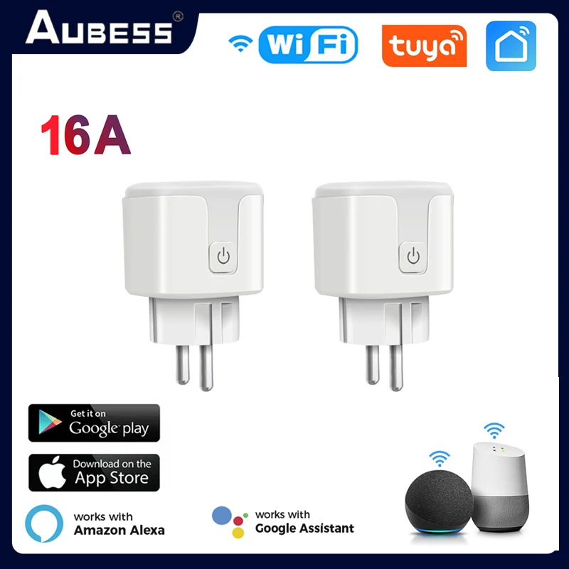 Tuya 16A Eu Plug Wifi Wireless Remote Socket Smart Timer Plug Controllo Vocale Home Ignifugo Pc Smart Power Monitoring Socket