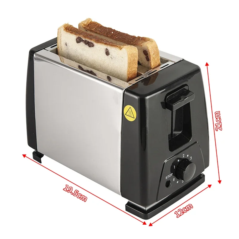 Electric Toaster Machine Mini 2 Slice Slot Stainless Steel Restaurant Appliance Sandwich Burger Bun Bread Breakfast Toaster