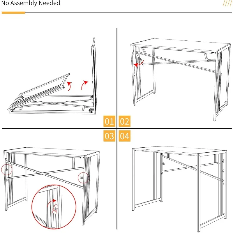 Small Folding Computer Desk 32 inch, Writing Gaming Computer Desk for Small Spaces, No Assembly Required Small Office Desk 4
