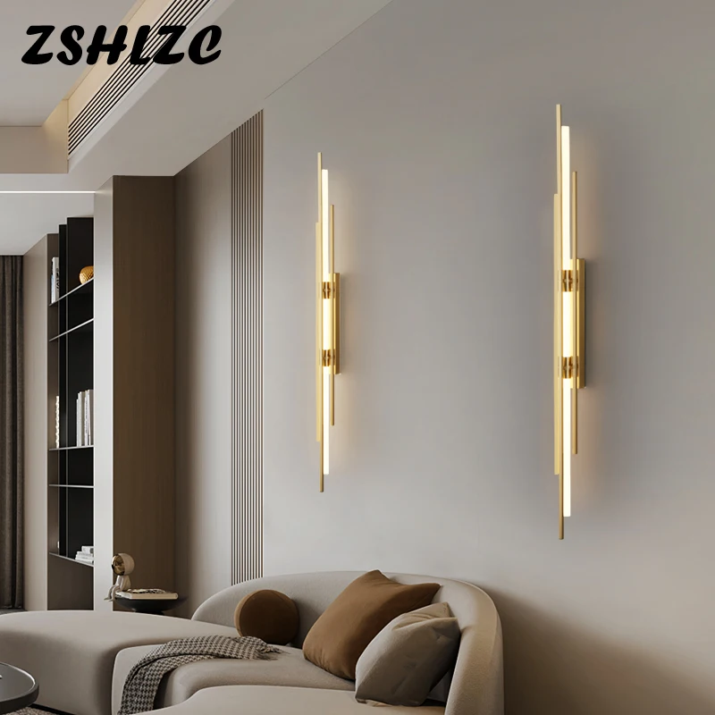 

Minimalist Modern LED Wall Lamp Coper Luxury Light 80 100cm Sconce Wall Light Living room Kitchen Bedroom Hallway Aisle Corridor