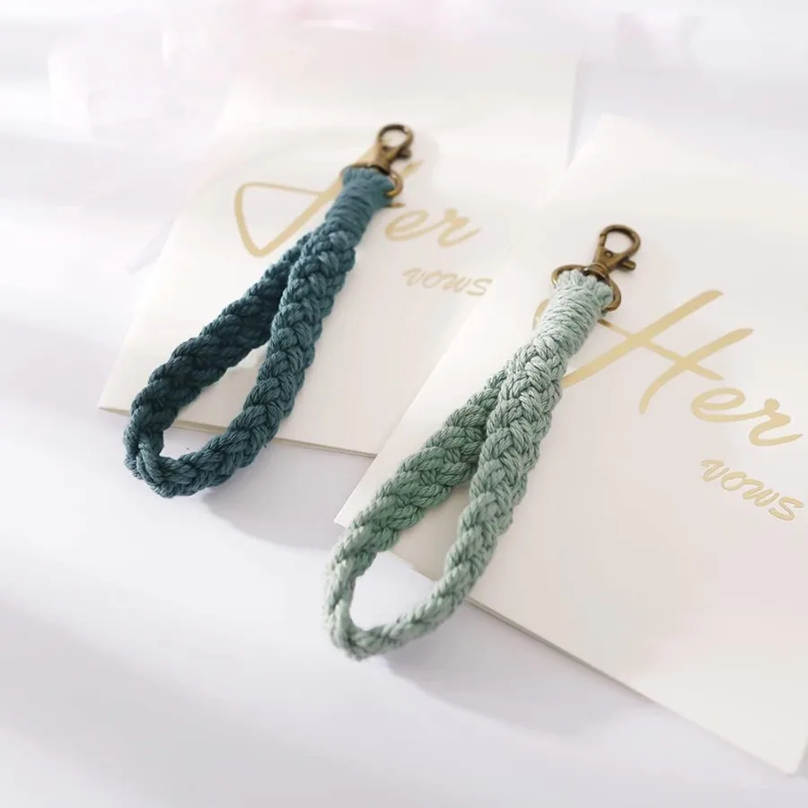 Soft Macrame Boho Keychain Wristlet Bracelet