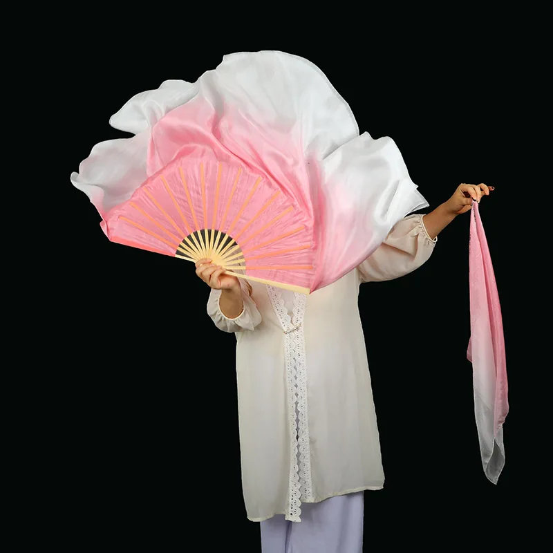 Magic Pink Light Silk Veils Two Layers Half Circle Fan Veil Pairs(1L+1R) Women Belly Dance Folk Dance Show Props Customized